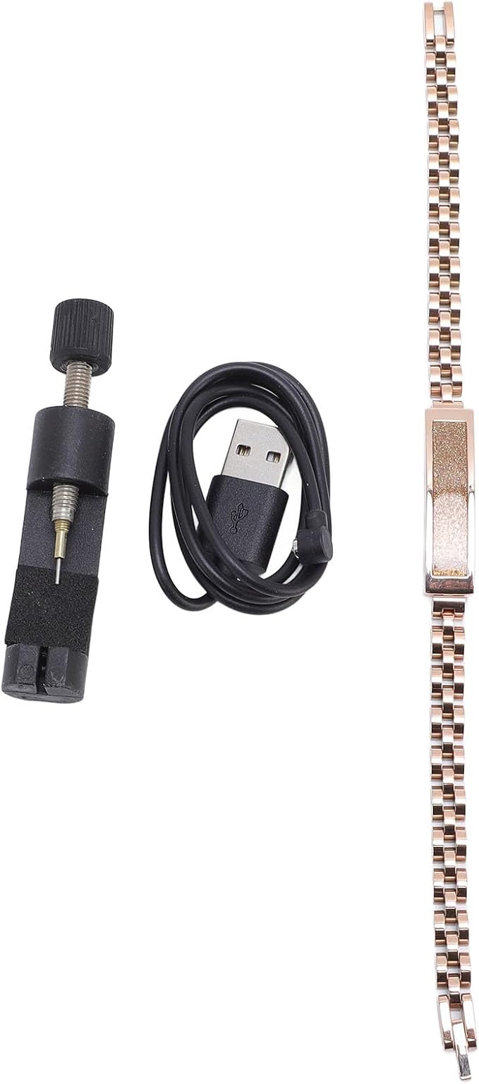 Smart Health Wristband, Zinc Alloy Bluetooth IP68 Health Fitness Tracker Screenless Smart Bracelet Step Counter for Sleep Sports Tracking (Light Gold)