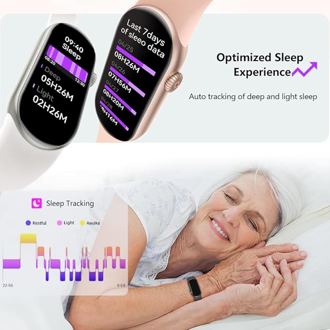 FITVII Slim Fitness Tracker AMOLED with Blood Oxygen, Blood Pressure, 24/7 Heart Rate and Sleep Tracking, IP68 Waterproof Activity Trackers and Smart Watches with Step Tracker, Pedometer for Women Men