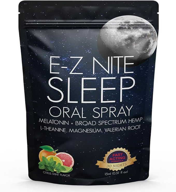 Hemp Sleep Spray with Melatonin L-Theanine Valerian Root Magnesium | Fast Acting Non-Habit Forming Non-GMO, Gluten Free, Natural Sleep Aid
