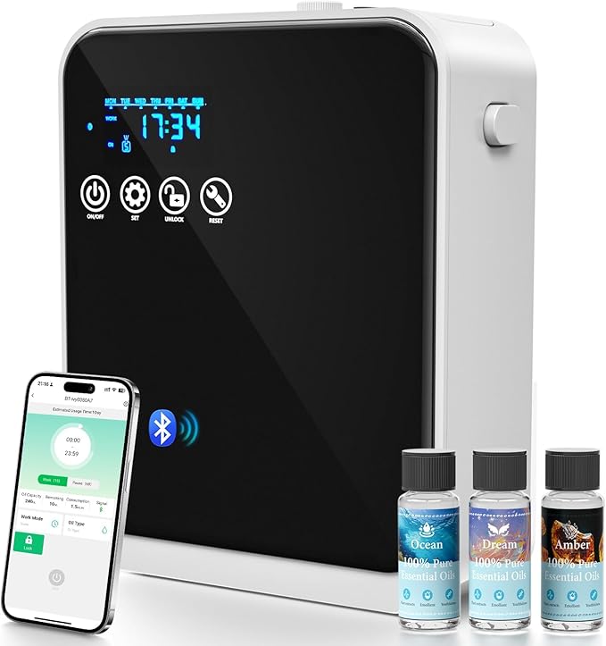 Waterless Essential Oil Diffuser,Hotel Aromatherapy Scent Diffuser with Smart APP & Touch Screen,1500 sq.ft Coverage,250ml Tank|Large Room Oil Diffusers for Home & Hotel Collection,Women‘s Day Gift