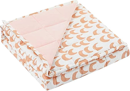 ZonLi Weighted Blanket for Adults (100% Cotton, 60"x80", 17lbs, Pink Moon) Queen Size High Breathability Cooling Heavy Blanket, Soft Material with Premium Glass Beads, All-Season, Easy Care