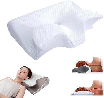 Pillow for Sleep Apnea, Anti Snore Pillows for Sleeping, Premium Memory Foam Pillows for Neck Pain Relief, Ergonomic Side Sleeper for Adults (White)