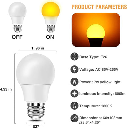 Neporal Amber Sleep Light Bulb – 1800K Blue Light Blocking LED Bulb, UL Listed, 9W Energy Saving Warm Night Light for Bedroom, Bedside, Kids Room, Relaxing Bedtime Use, 2 Pack