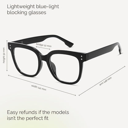 miyya Blue Light Glasses for Women & Men – Oversized UV & Blue Light Blocker Chunky Frames, Stylish Eyewear Accessories