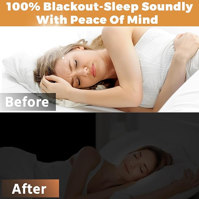 100% Blackout Curtains for Bedroom 57x118 inch,Removable Cuttable No Drill Blackout Shades,Portable Temporary Black Out Window Cover,Black Out Blinds for Nursery,Dorm,Travel,RV or Renter Use