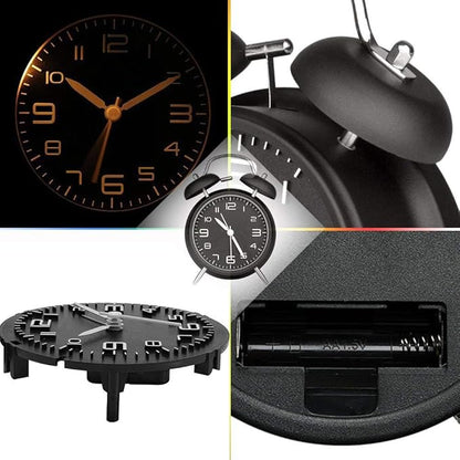 Loud Alarm Clock for Heavy Sleepers Adults, Metal 4 Inches Twin Bell Battery Operated Alarm Clocks for Bedrooms Decoration, Silent Non-Ticking Back-to-School Gift (Black)