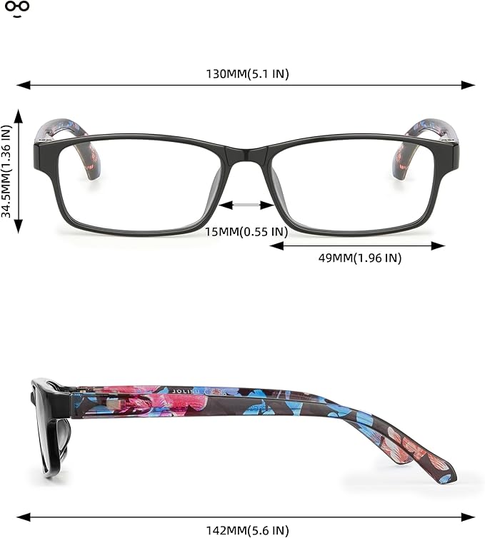 Reading Glasses for Women, 5 Pack Blue Light Blocking Readers, Lightweight Eyeglasses with Spring Hinge
