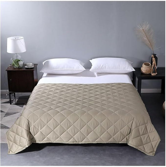 Weighted Blanket for Adults, Single Double Heavy Blanket with Fibre Fabric Premium Glass Bead All-Season Even Weight Distribution for Bed Sofa Khaki 150x200cm 11.5kg