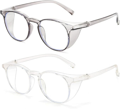 Outray 2 Pack Blue Light Reading Glasses Bifocal Safety Glasses with Readers Side Shields Anti-Saliva for Women Men