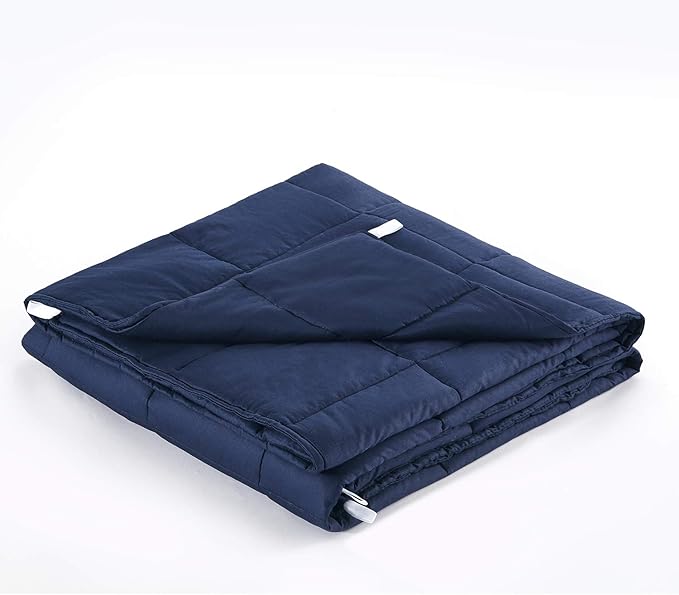 TONGDADA Kids Weighted Blanket | 40''x60'',5lbs | for Child Between 40-62 lbs | Premium Cotton Material with Glass Beads | Navy