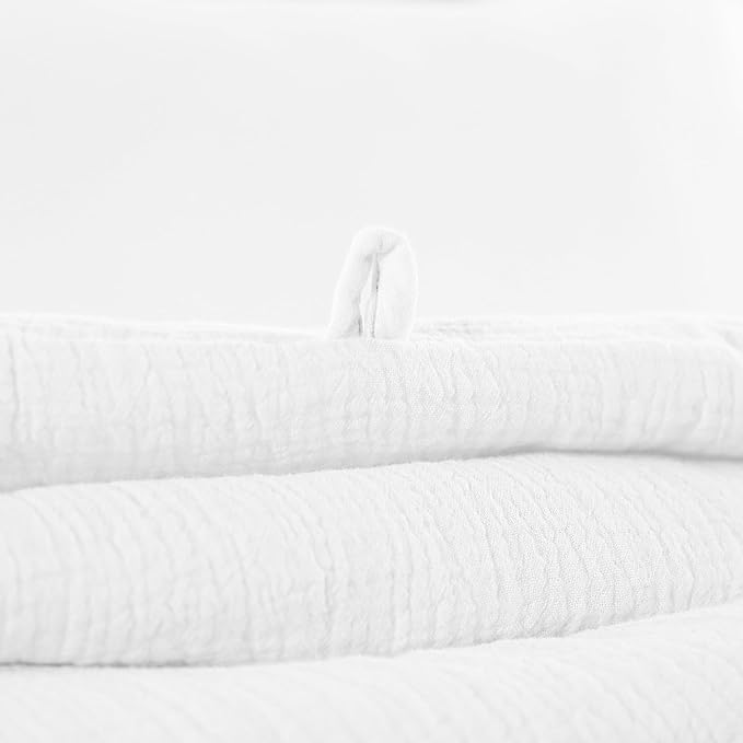 HOMBYS 100% Cotton Muslin Comforter Oversized King 120x120, Lightweight and Breathable Down Alternative Comforter,Soft Gauze Summer Pure White Reversible Fluffy Duvet Insert