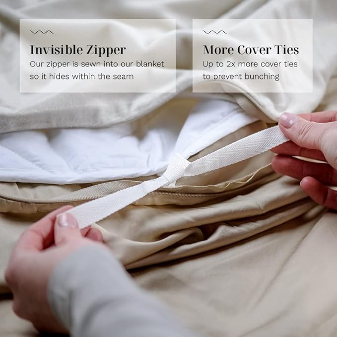 LUXOME Luxury Weighted Blanket for Adults | Includes Cover | 18 lbs | 60"x80" | Queen Size | Truffle/Dune
