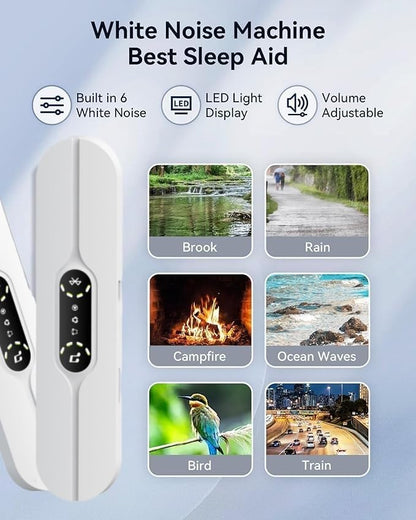 Pillow Speakers for Sleeping,Portable Bluetooth Speaker with Bone Conduction, 10 White Noises, Display, Volume Control, TF Card Support & Timer Function