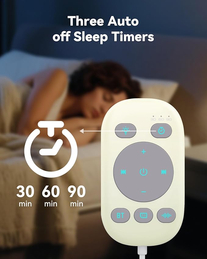 Pillow Speakers, Bone Conduction Sleep Headphones with Wired Remote, Bluetooth 5.4 for Podcasts, Audiobooks, 36 Built-in Sleep Sounds White Noise Machine for Adults, Kids, Side Sleepers