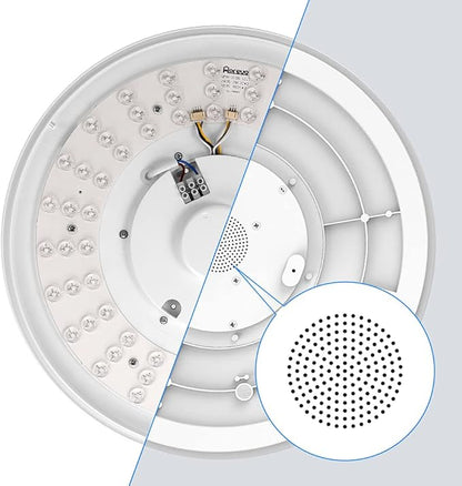 HOREVO Ceiling Lights with Bluetooth Speaker, 15 inch Smart Ceiling Lamp Compatible with Alexa and Google Home,Room Light for Bedroom, Living Room