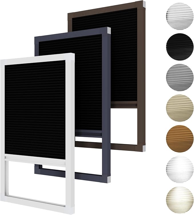 Cellular Shades Cordless Blackout, Skylight Blinds for Windows Roof Window Shades for Home, Room Darkening Honeycomb Blinds for Doors - Custom Cut to Size(Blackout, Black)