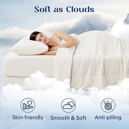 Dream Valley Outlast® Twin Cooling Comforter, NASA-Grade Instant Cooling Blanket for Hot Sleepers, Luxurious Comforter for All Season, Ivory, 60"x80"