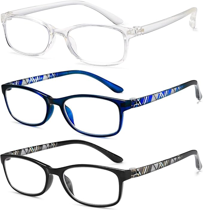 EYEURL Reading Glasses for Women-Blue Light Blocking For Men Women-3 Pack Computer Readers 2.0 Spring Hinge Anti UV Ray/Eye Strain/Glare Eyeglasses