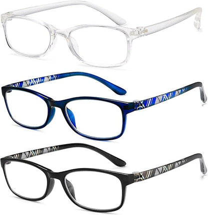 EYEURL Reading Glasses for Women-Blue Light Blocking For Men Women-3 Pack Computer Readers 2.5 Spring Hinge Anti UV Ray/Eye Strain/Glare Eyeglasses