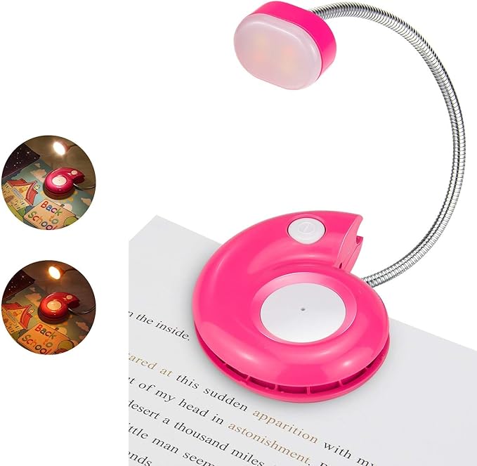 LUXSWAY Rechargeable Reading Book Light for Kids,LED Reading Light for Books in Bed,Amber Book Lights with Magnetic,Flexible Gooseneck,Cute Bookmark Lights for Bookworms-Magenta