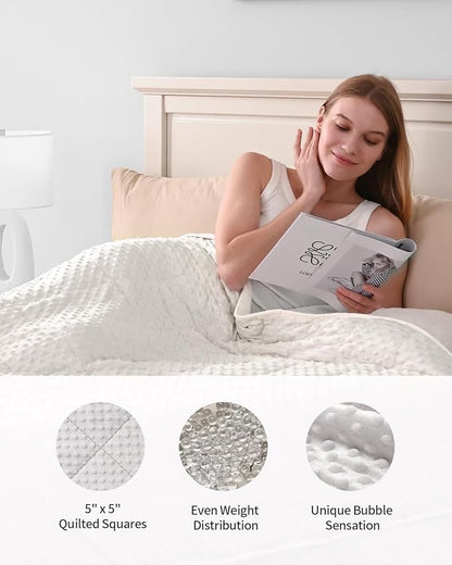 Mr. Sandman Weighted Blanket for Adults, Heavy Blanket for Woman, Man Sleeping/Calm, Soft and Cozy Weighted Throw Blankets, Machine Washable, 48 x 72in, 15 lbs, White