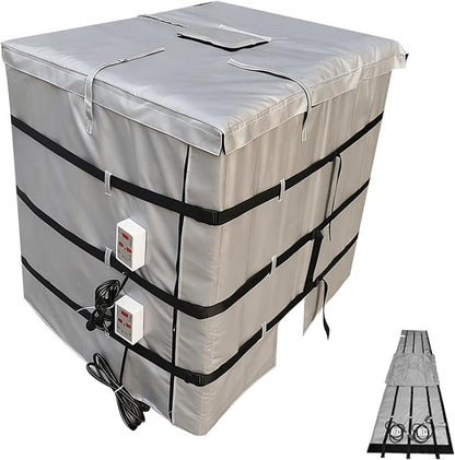 IBC Tote Heater Blanket, IBC Tote Insulation Blanket, 1000L, Smart Temperature Control up to 200°C, IBC Tote Blanket with Thermostat, for Petroleum, Chemical, Food Processing Grey