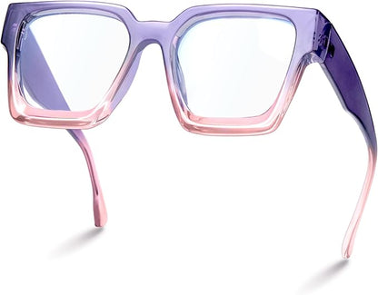 livho Oversized Eyewear Frame for Woman and Men - Rectangle Fashion Glasses for Computer, Chic Preppy Frame