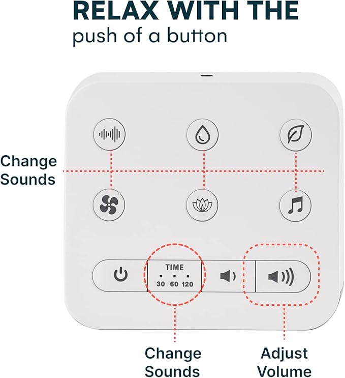 Serene Evolution 30 Sound White Noise Machine - Sleep Machine for Adults, Baby With Rain, Ocean, Pink Noise - Brown