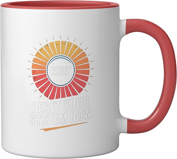 Relaxation Breathing Vagus Nerve Stimulation, Stress Relief Ceramic Mug, Red/White