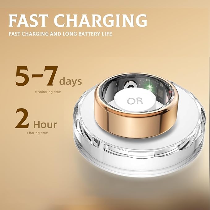 Smart Ring for Women & Men- Health Fitness Tracker with HRV/Sleep Monitoring/Step Counter/Calorie&Distance Tracking, 7-Day Battery，Remote Photo,Menstrual Cycle,Sport Smart Ring (Gold, #9)