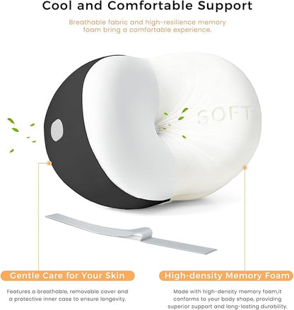 Knee Pillow for Side Sleepers, Memory Foam Leg Pillow for Spine Alignment, Sciatica, Hip & Joint Pain Relief, Breathable Cover & Adjustable Strap for Side/Back Sleepers