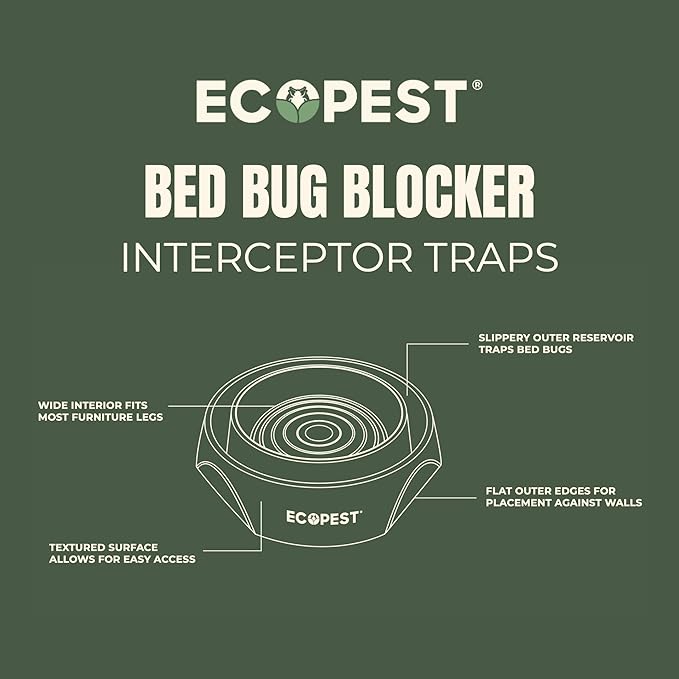 Bed Bug Interceptors – 8 Pack | Bed Bug Blocker (Pro) Interceptor Traps (White) | Insect Trap, Monitor, and Detector for Bed Legs