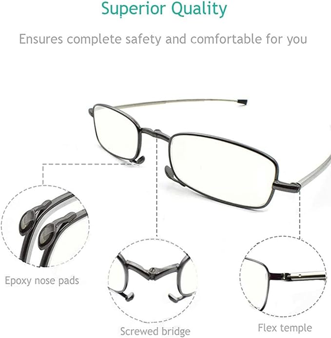 sevenplus 2 Pack Reading Glasses Blue Light Blocking, Anti UV Glare, Foldable Computer Spring Hinge Readers for Women Man