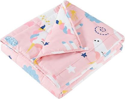 HOSUKKO Weighted Blanket - 3 lbs Pink Unicorn Heavy Blanket - Small Size Breathable Blanket(20 * 30 inches, 3 lbs)