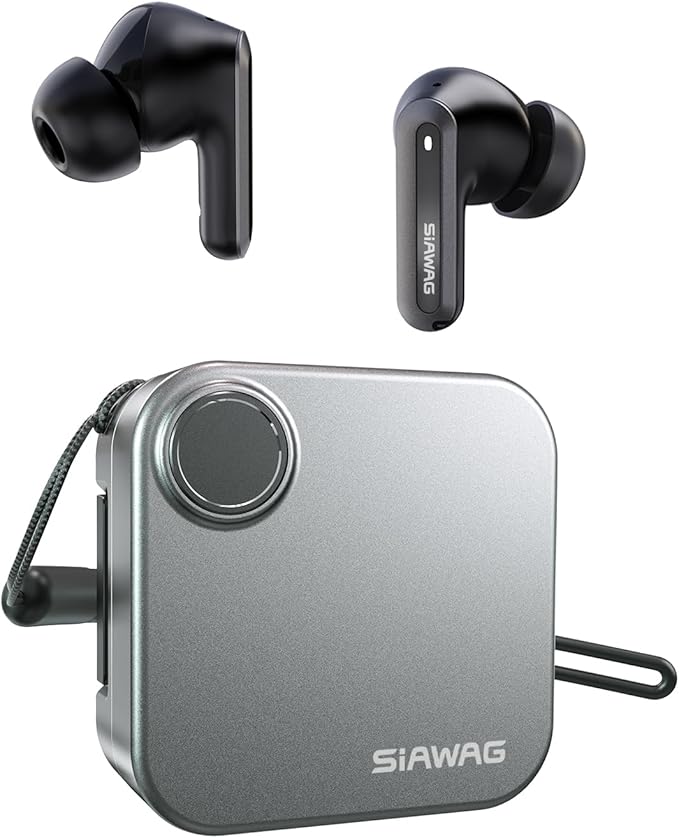 Bluetooth Headphones 5.4 Wireless Earbuds 2-in-1 Case and Phone Stand Noise Cancelling Earbuds Powerful Bass in-Ear Bluetooth 70H Playtime 35dB Hybrid ANC Waterproof for Sports/Workout Gray