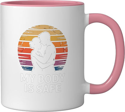Breathing Relaxation Stress Relief Vagus Nerve Stimulation Ceramic Mug, Pink/White