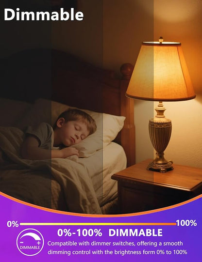 E12 Small Candelabra Base Amber Sleep Light Bulb Dimmable，1600K Blue Light Blocking, A15 Warm Night Light Bulbs 25W 40W Equivalent, 3W 300LM Dim Lamp Bulbs for Healthy Sleep, Bedroom 6Pack