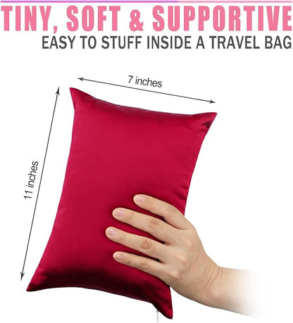 Silky Satin Soft Knee Pillow for Side Sleepers, Pressure Pillows Between Legs 11"x7" Small Knee Pillow Joints Cushion for Sleeping Hip and Back Pain, Burgundy 2 Pcs