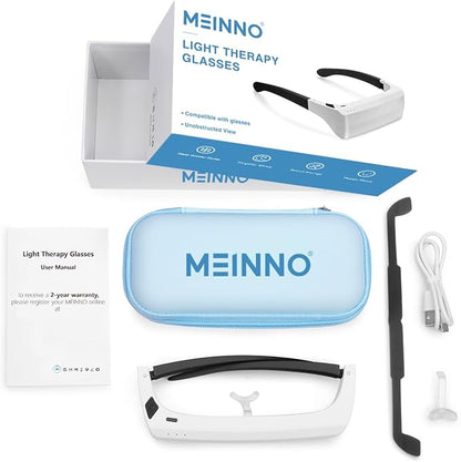 GentleGlow MEINNO Light Therapy Glasses, Blue-White UV-Free Light Therapy Lamp, Portable Daylight Lamp, Wearable Sunlight Lamp, Boost Energy, Relief for Sleep Problems, Jet Lag