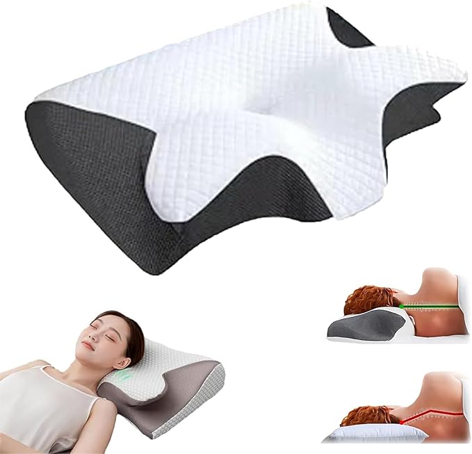 Pillow for Sleep Apnea, Anti Snore Pillows for Sleeping, Premium Memory Foam Pillows for Neck Pain Relief, Ergonomic Side Sleeper for Adults (Black)