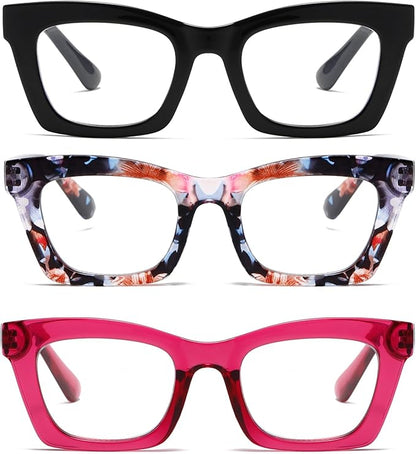 Hubeye Oprah Style Reading Glasses for Women Men Blue Light Blocking Computer Square Readers with Spring Hinge