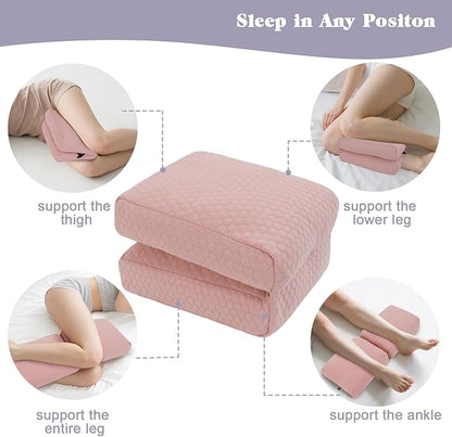 Knee Pillow for Side Sleepers, Leg Support Pillow for Hip Pain Smooth Spine Alignment for Better Sleep, Ideal Pillows for Side Sleeping Knee and Back Pain Relief, Pink