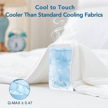 Queen Size Cooling Comforter, Cold Blanket to Keep Cool for Night Sweats Bedding 90 x 90 Inches (Full/Queen, White)