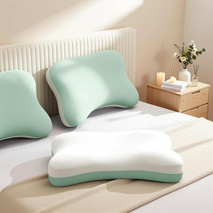 Double Side Pillow Covers, Cooling & Soft Pillow Cases for Patented Side Sleep Pillow, Machine Washable, Only Pillow Cover (Green White)
