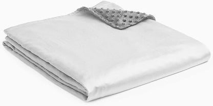 YnM Exclusive Cooling Rayon & Cozy Velvet Dual-Sided Cover for Weighted Blanket (88''x104'') - Light Grey
