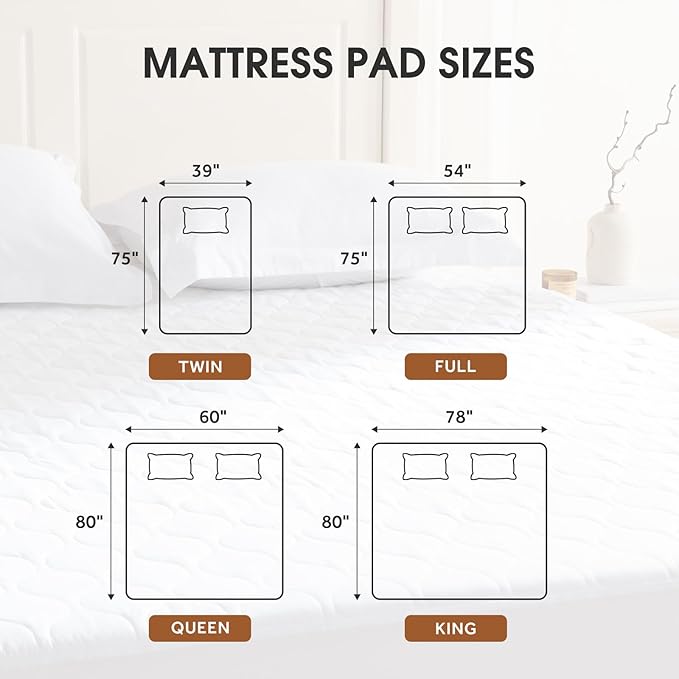 Heated Mattress Pad Cal King - Bed Warmer with Memory & Preheat Functions, 2-10 Hour Auto Off & 9 Heat Settings, Double Controller, Fast Heating, Deep Pocket, Electric Mattress Pad 72"x84"
