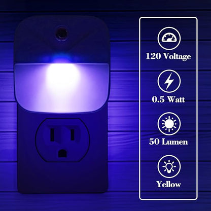 KINUR 6 Pack LED Blue Night Light Plug in, Dusk to Dawn Sensor Automatic on and Off, Energy efficient, Soft Glow nightlights for Kids, Nursery, Bedroom, Bathroom, Hallway, Stairs, Kitchen