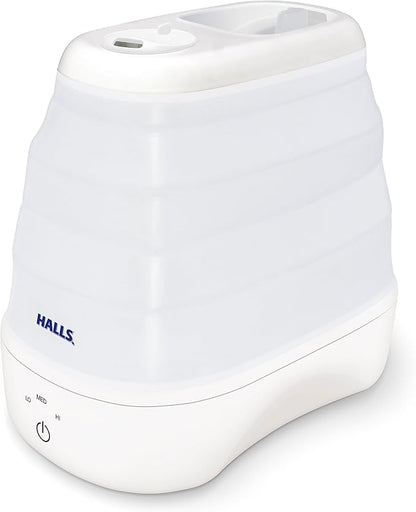 Crane x HALLS Collapsible Cool Mist Humidifier for Bedroom and Office, 1 Gallon Portable Humidifier for Travel and Easy Storage, Blue and White