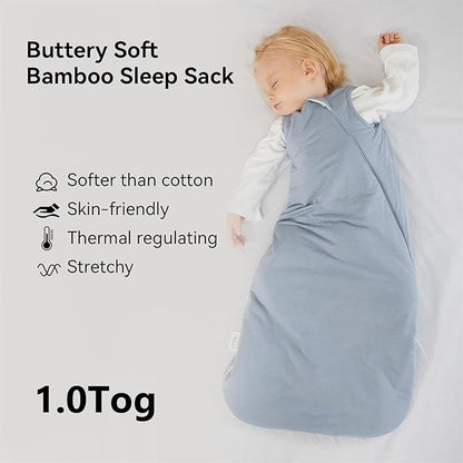 Rayon Made from Bamboo Sleep Sack 12-18 Months 1.0 Tog Ultra Soft Baby Wearable Blanket Toddler Sleeping Sack for Babies Unisex Girl Boy 2-Way Zipper Baby Sleeping Bag
