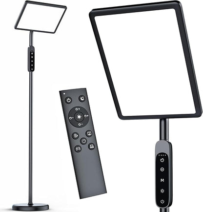 Light Therapy Lamp 12000 Lux,Sunlight Lamp with Touch&Remote Control, 4 Color Temperatures &5 Brightness Levels,Full Spectrum Daylight with 4 Timers,3-in-1 Retractable Floor Lamp.